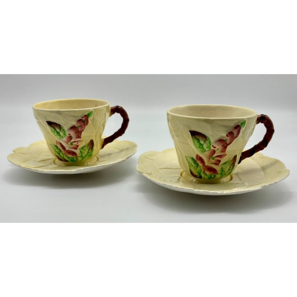 Vintage Carlton Ware Australian Design W/Foxglove Set of 2 Teacups and 2 Saucers